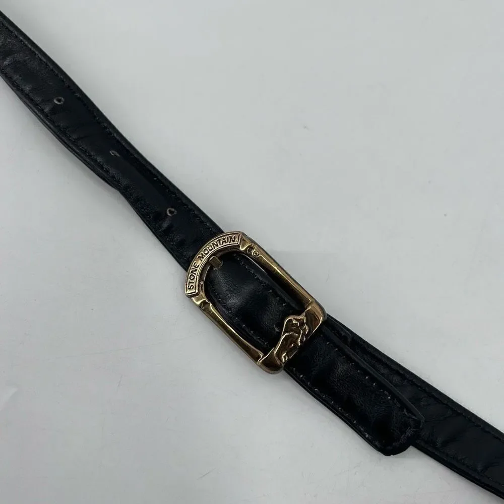 Stone Mountain‎ Women's Sling Bag Shoulder Leather Vintage brass Hardware Black